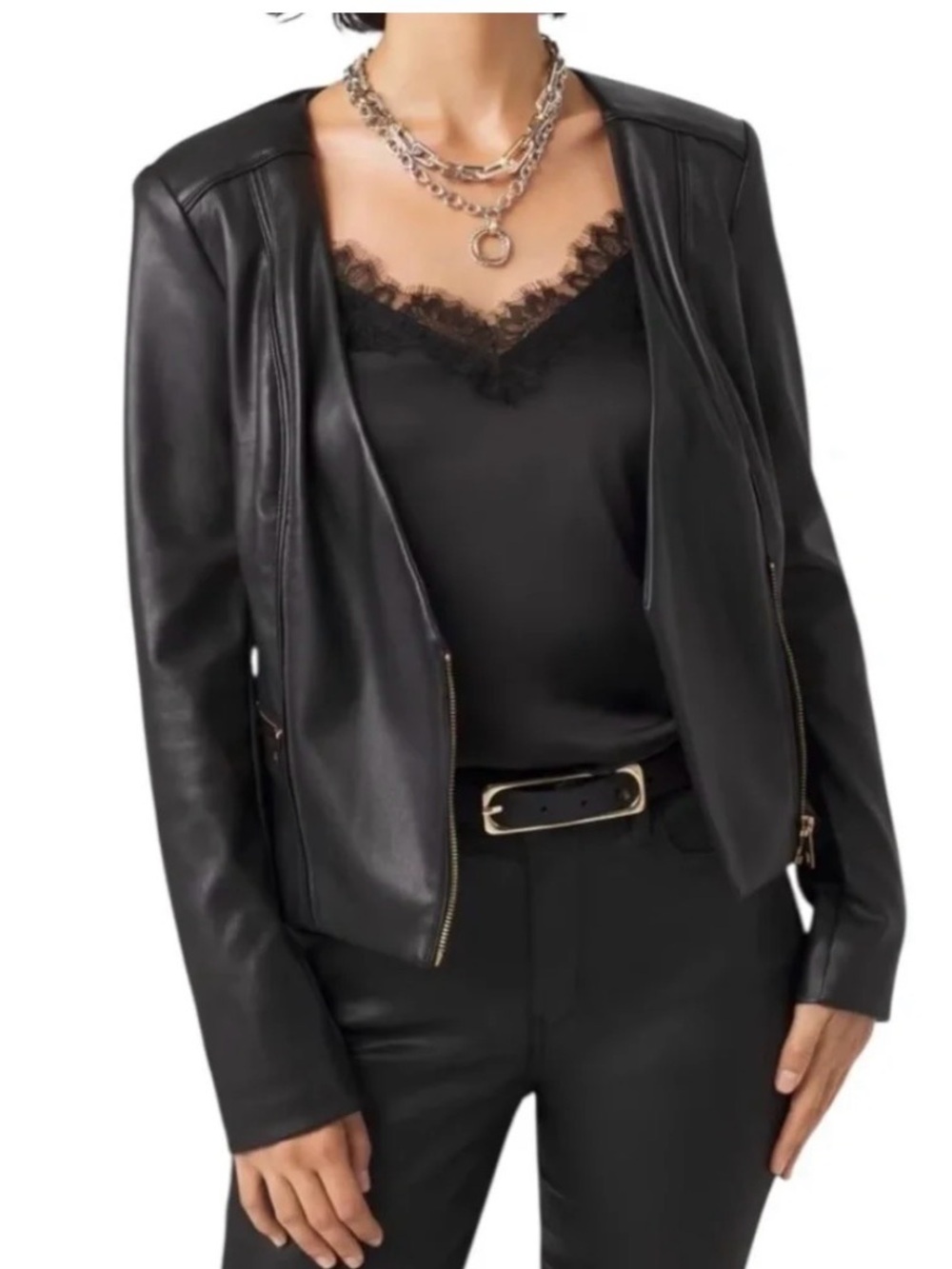 WHBM Vegan Leather Moto Jacket in Size 4 NWT